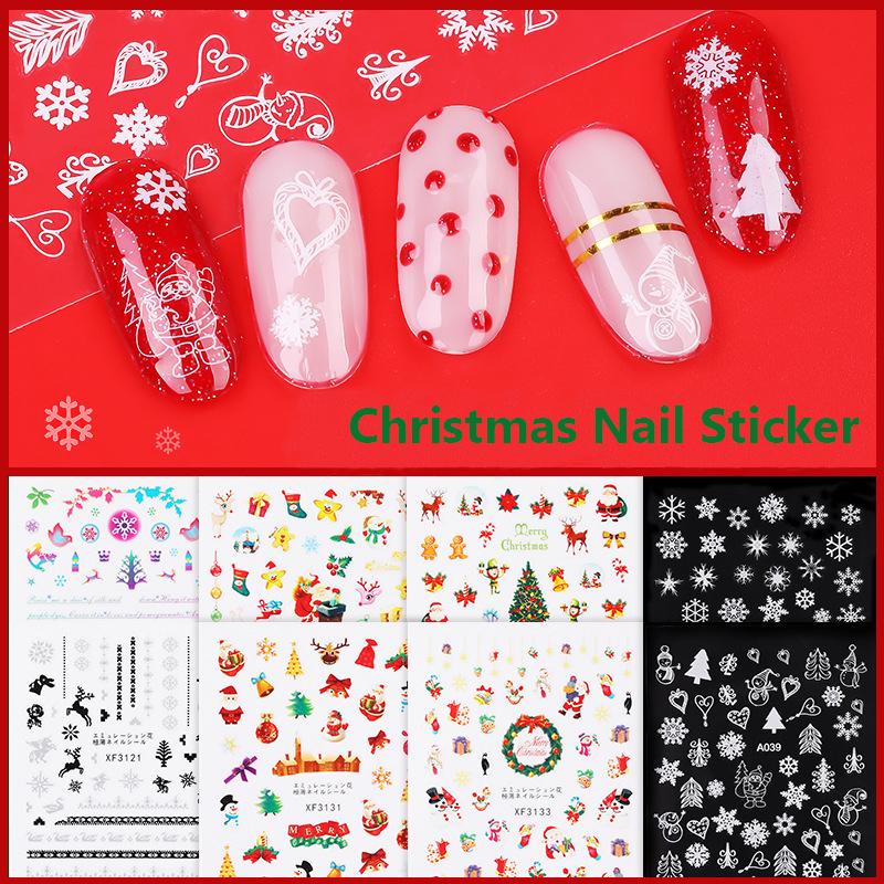 

2Pcs 3D Christmas Nail Sticker Xmas Winter Glitter Snowflake Slider Decals Decorations Adhesive Transfer Tips Stickers For Nails, Xf3132