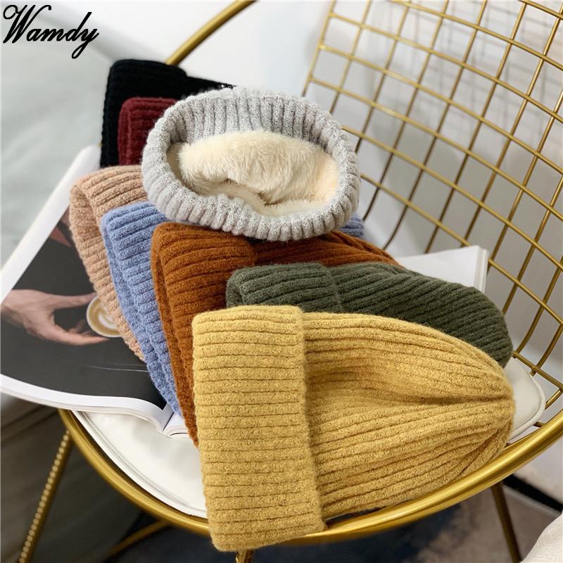 

New Winter Hairy Thick Hat Candy Colors Women Knitted Hat Warm Soft Trendy Kpop Style Wool Beanie Elegant All-match Gift, Black