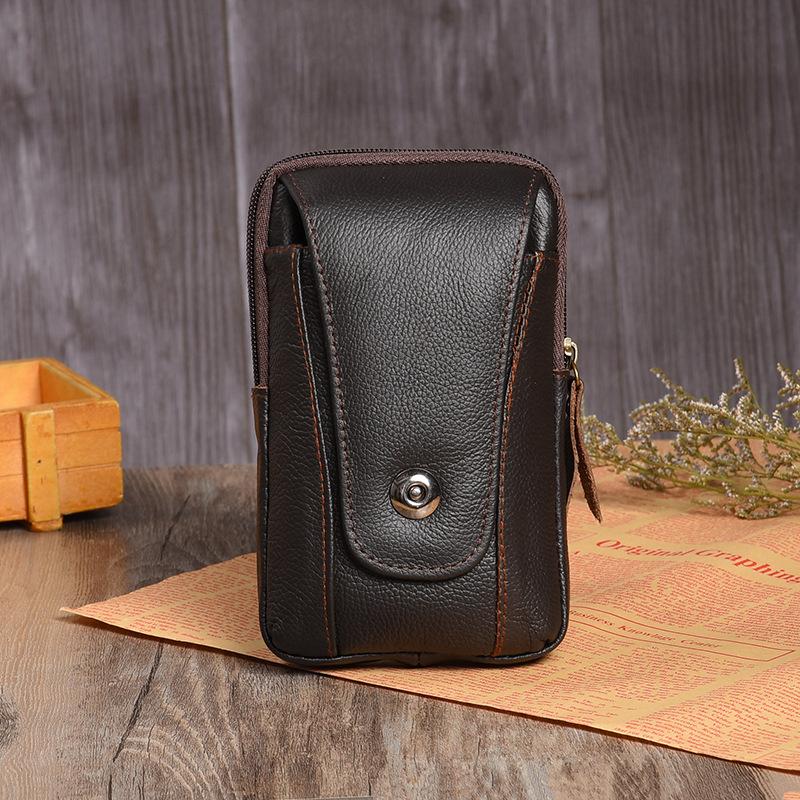 

High Quality Cowhide Business Casual Magnetic bag Leather Waist Bag Belt Holder For Man Outdoor Sports Running Cycling Climbing, Black