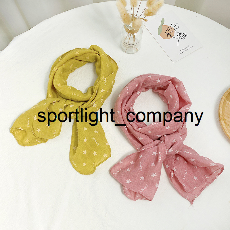 

2022 Autumn and Winter Baby Cute Flower Star Cotton Linen Scarf Girls Infant Scarves Children's Cotton Scarf Kids Sweet Scarf, Pink crown