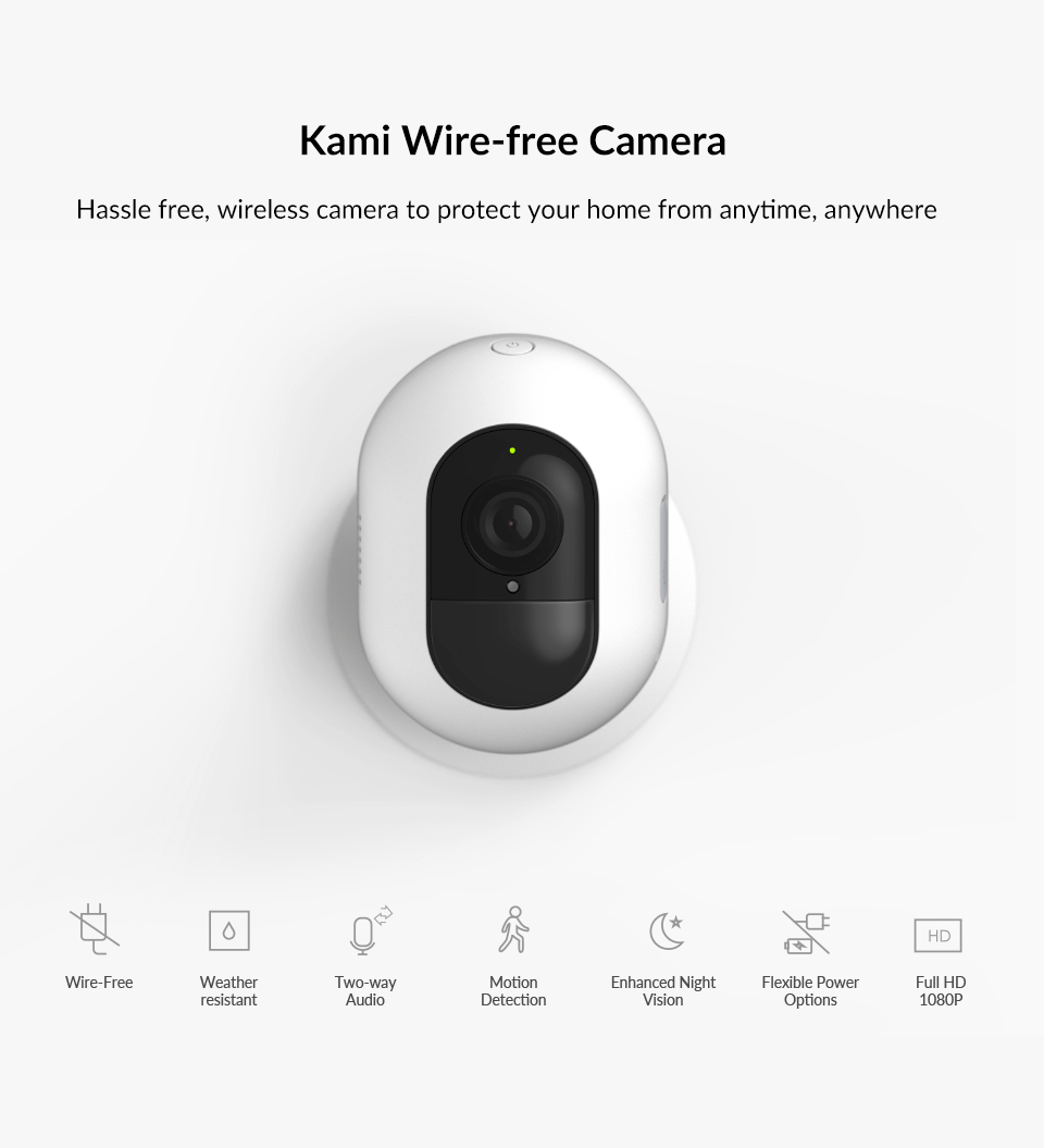 

Security Camera White Indoor/Outdoor Wireless 1080p Home Security System Home Kit Compatibility, with Rechargeable Battery