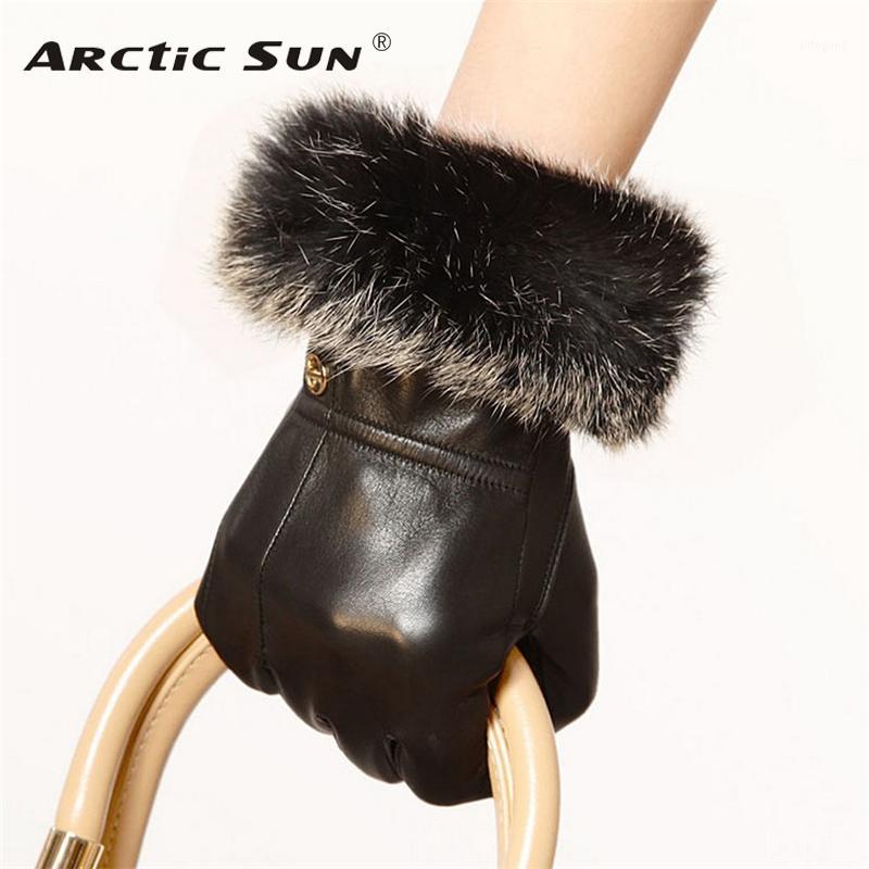 

Five Fingers Gloves Brand Genuine Leather High Quality Women Sheepskin Fashion Trend Hair Finger Driving Glove EL002PC1