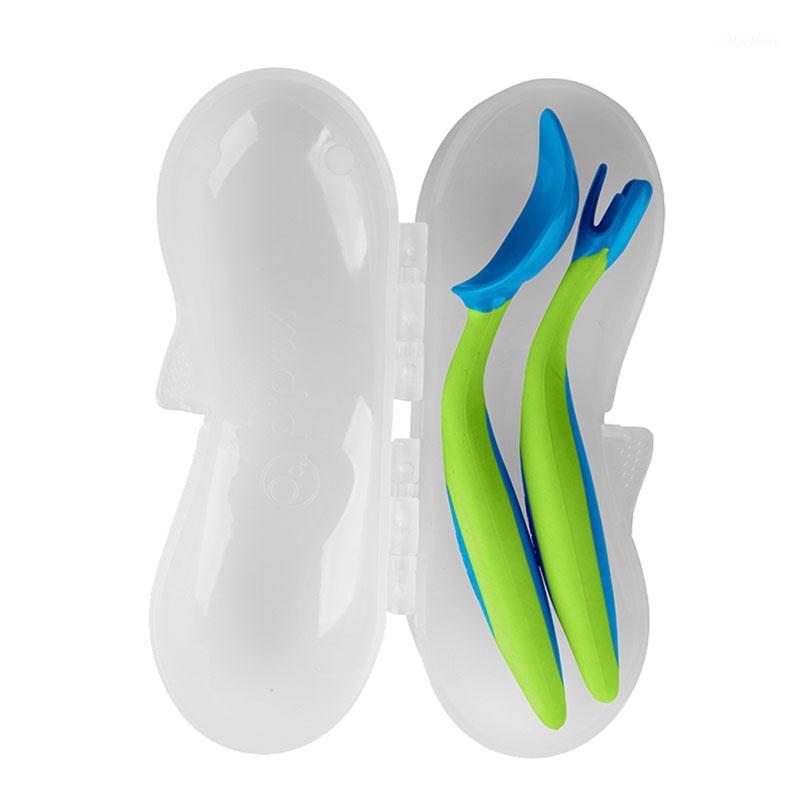 

baby infant training learning to eat baby supplement fork spoon set children's tableware1