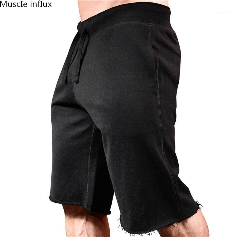

Summer GYM Shorts Men Cotton Sport Running Shorts Men Workout Sweatpants Jogging Short Pants Knee Length Crossfit Fitness1, Black