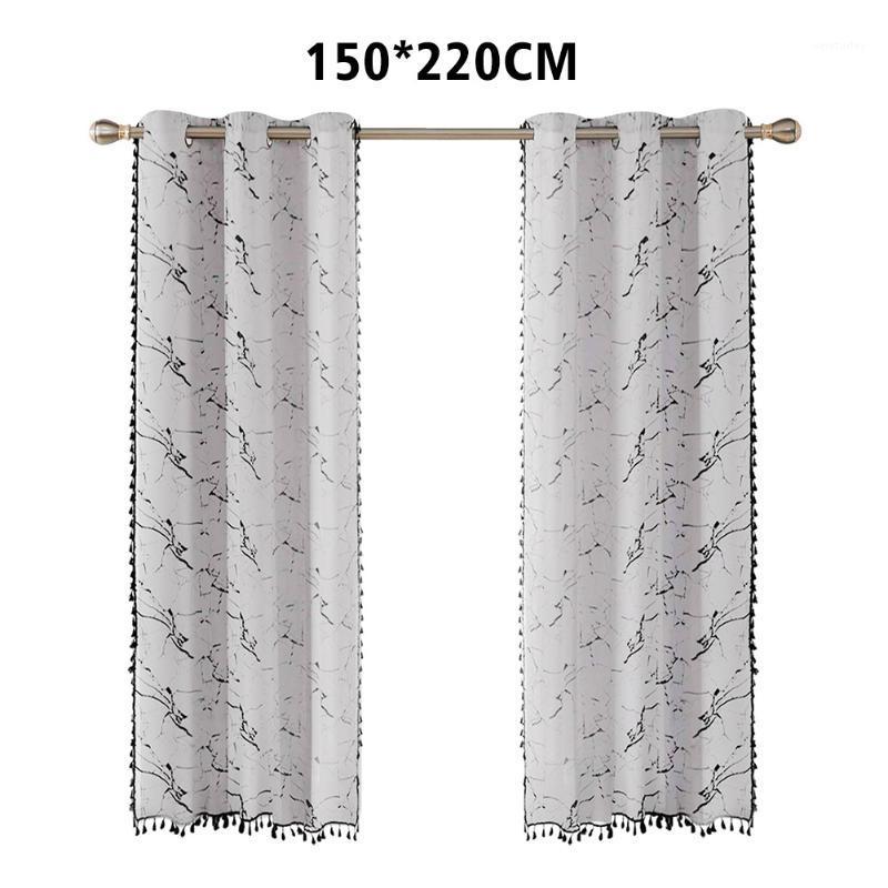

2pcs Marble Tassel Easy Install Cotton Blend Drapes Darkening Living Room Blackout Rod Window Curtains Washable Home Bedroom1