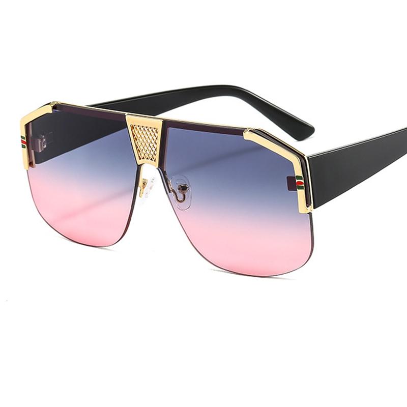 

Sunglasses 2021 Pilot Oversized Women Me Brand Design Big Frame Gradient Vintage Sun Glasses Female Rimless Oculos UV400