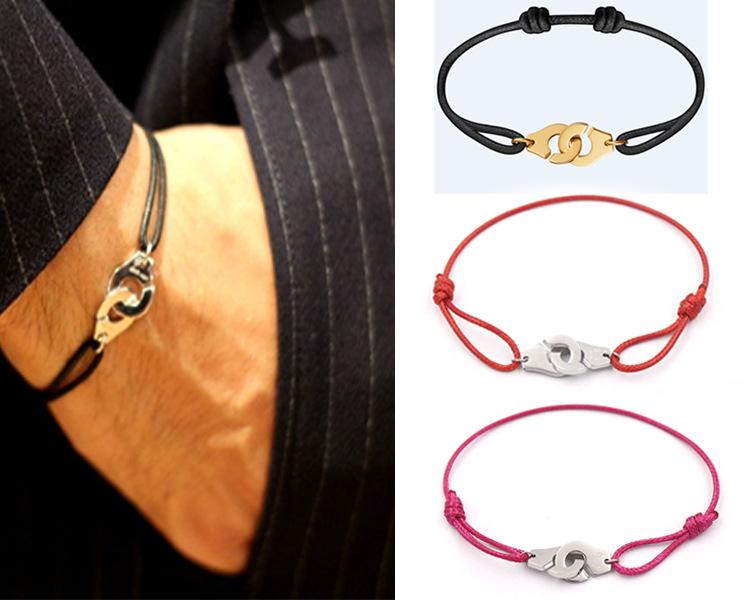 

Bangle Brand Jewelry Cute Design Handcuffs Bracelet For Women Beautiful Colorful Wax String Menottes