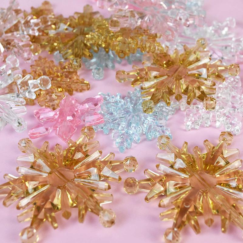 

10pcs Acrylic Christmas Snowflake Ornaments Crystal DIY Beads Curtain Decorative Crafts Home Decor Party Xmas Tree Decorations