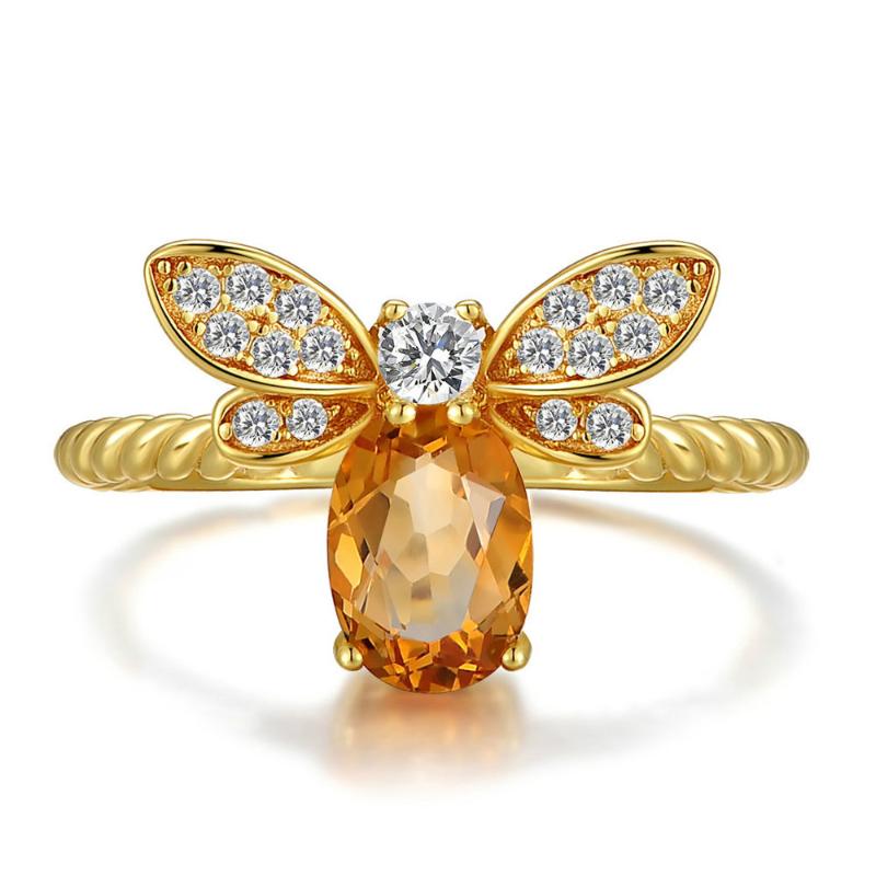 

New Fashion Ring Crystal Bee Rings For Women Open Adjustable Design Gold Jewelry Gift Accessories