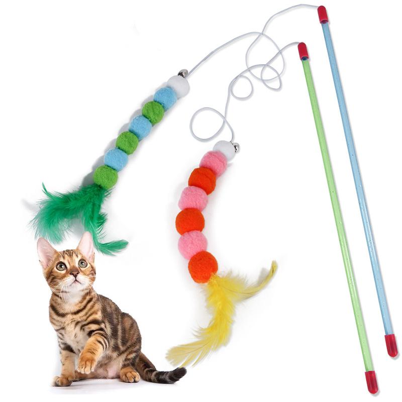 

1Pc New Funny Cat Stick Feather Toys Plush Cat nip Turkey Feather Tease Toy Cats Supplies 2021