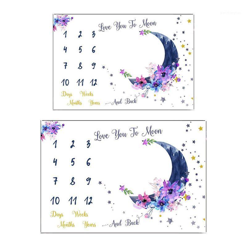 

Baby Monthly Record Growth Milestone Blanket Newborn Moon Pattern Photography Props Photo Creative Background Cloth Infant Gifts1