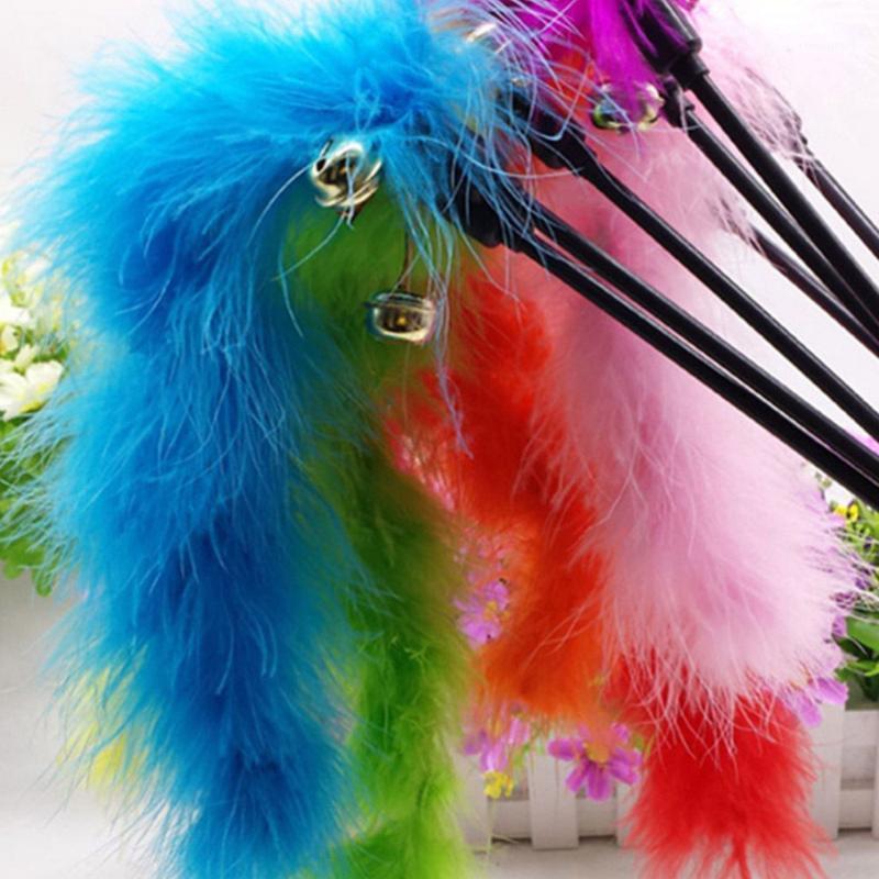 

Hot Sale Funny Turkey Feather Wand Stick For Cat Catcher Teaser Toy For Pet Kitten Jumping Train Aid1