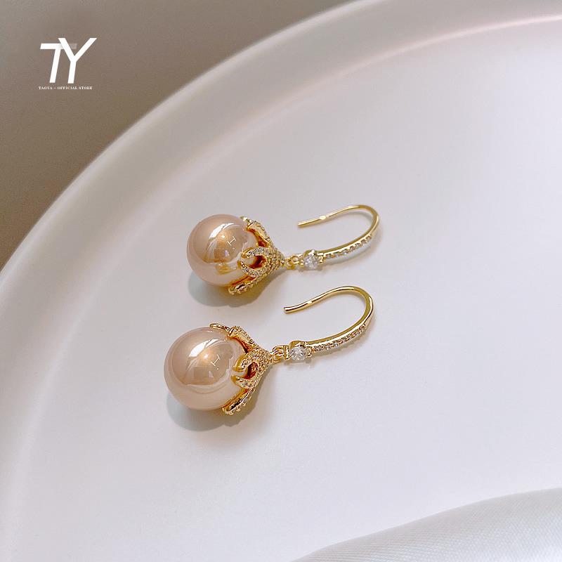 

Dangle & Chandelier Premium Baroque Champagne Pearl Pendant Earrings Fashion Korean Jewelry Party Girl's Luxury Wedding For Woman