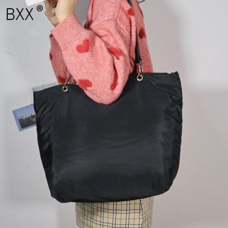 

[BXX] High Capacity Shoulder Bags For Women 2021 Winter Trending Handbags and Purses Ladies Luxury Travel Hand Bag HP039, Black