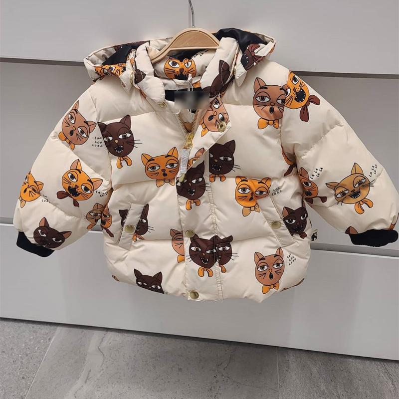 

MR 2020 New Winter Kids Thicken Jacket for Boys Girls Cute Cat Hooded Print Warm Coat Baby Child Fashion Outwear Clothes, Warm jacket