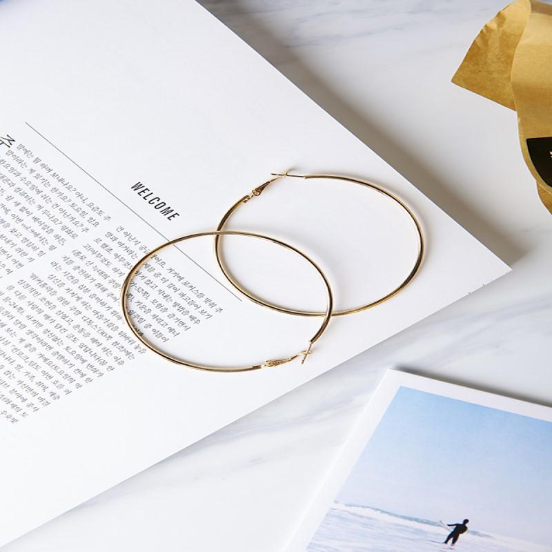 

E083.Fashion hyperbole geometry ring earrings hipster nightclub personality temperament thin circle earrings