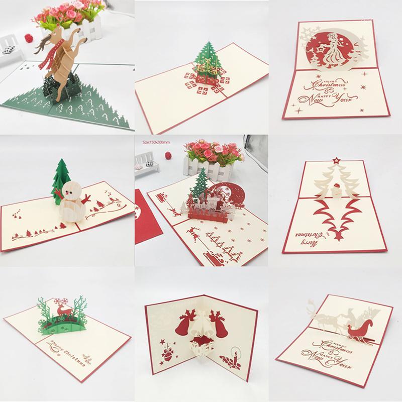 

New 2019 Christmas Card 3D Up Cards Merry Christmas Winter Holiday Greeting Cards Gifts Snowflake1