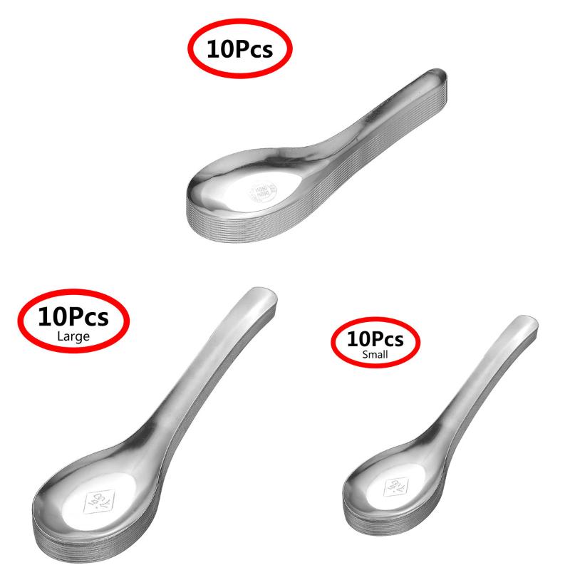

304 Stainless Steel Spoons With Long Handle Korean Soup Spoon Dinner Spoons Rice/Salad Kids Ice Cream Dessert Spoon Tableware