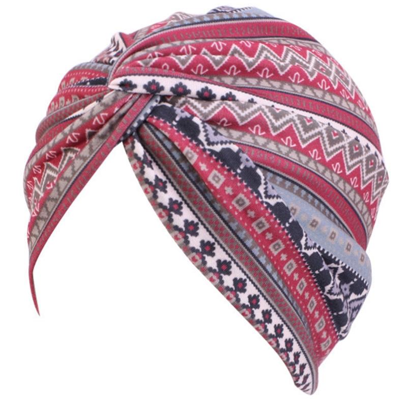 

Women Ethnic Boho Turban Hat Head Wrap Muslim Twist Knot Hijab Beanie Chemo Cap