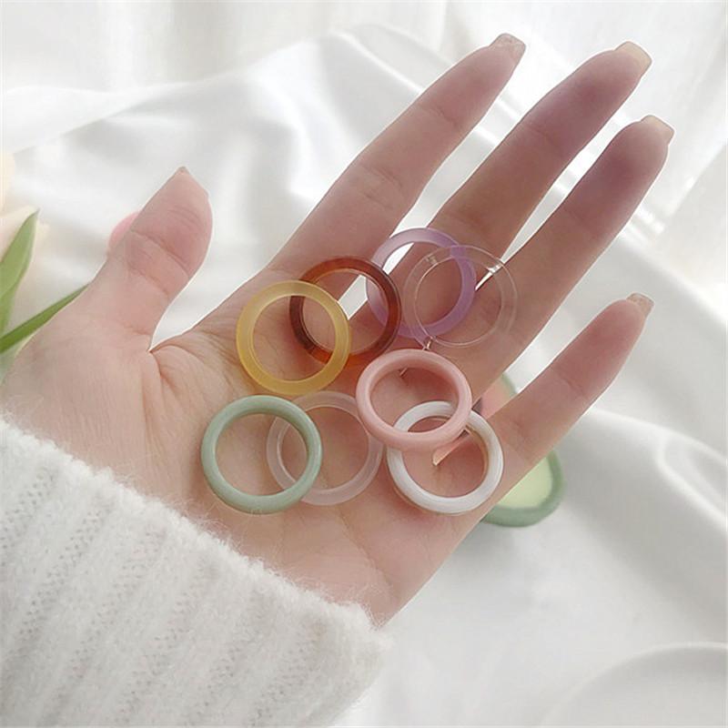 

8 Pcs Acrylic Rings Set Female Cute Romantic Color Resin Personality Round Index Finger Ring For Women Fashion Wedding Jewelry