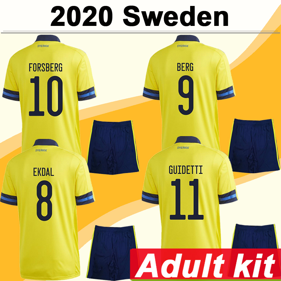 

2020 IBRAHIMOVIC Adult Suit Soccer Jerseys Sweden KALLSTROM LARSSON FORSBERG Home Mens Kit Football Shirt TOIVONEN MARCUS BERG Uniforms, Black