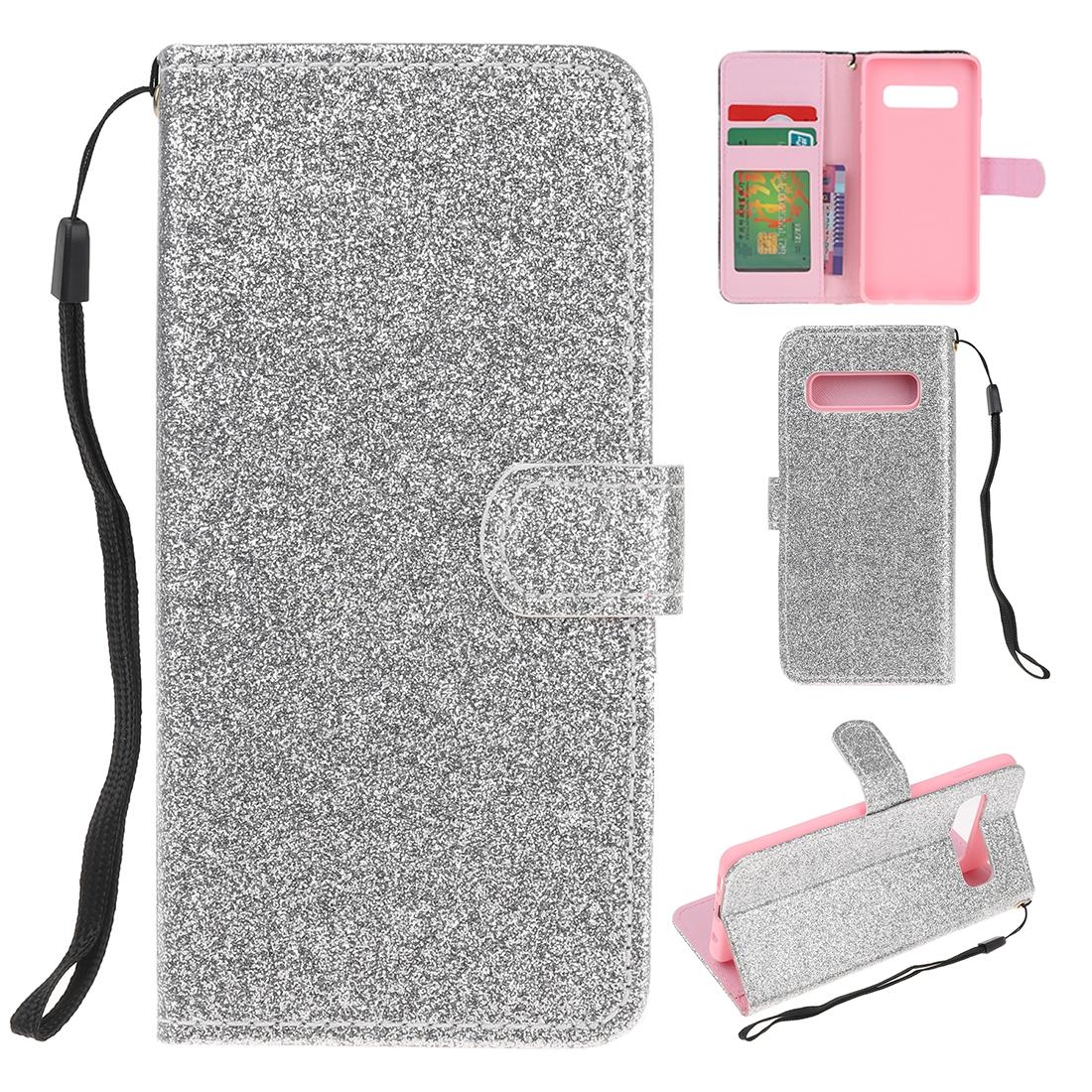 

For Samsung Galaxy S10 Plus Glitter Powder Horizontal Flip Leather Case with Card Slots Holder Photo Frame Wallet