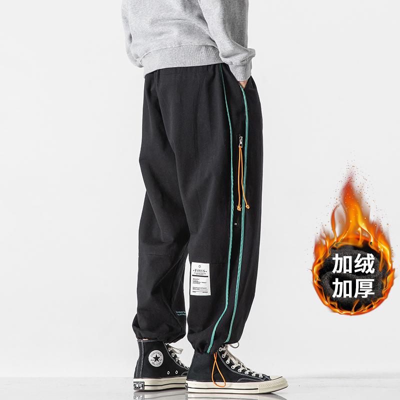 

2020 New Winter Thick Fleece Warm Cargo Pants Men joggers Sweatpants Overalls Streetwear Harem Pants Women Fashions Trousers, Beige