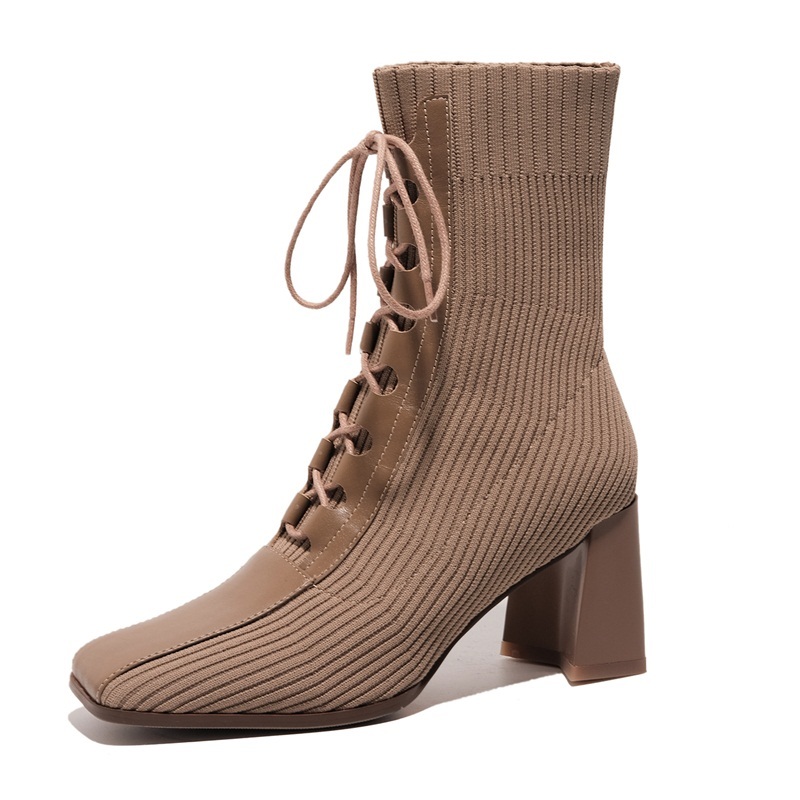 

2021 New Sweet Female High-quality Boots High Heels Hot Women Shoes Ktem, Apricot
