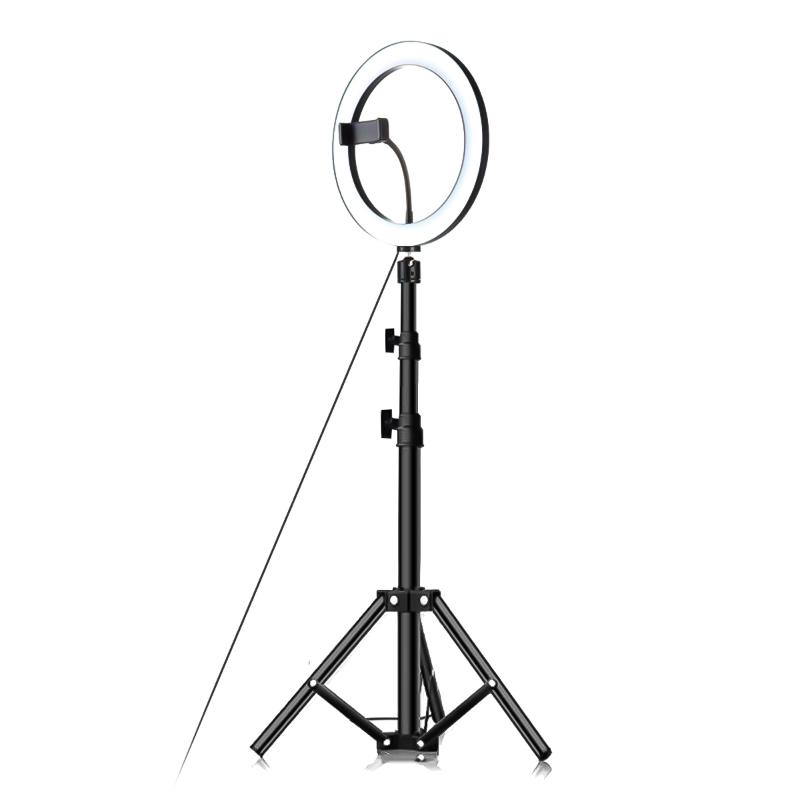 

10inch Dimmable LED Selfie Ring Light With Foldable Tripod Phone Holder Stand Video Photography Light For Makeup Studio Live