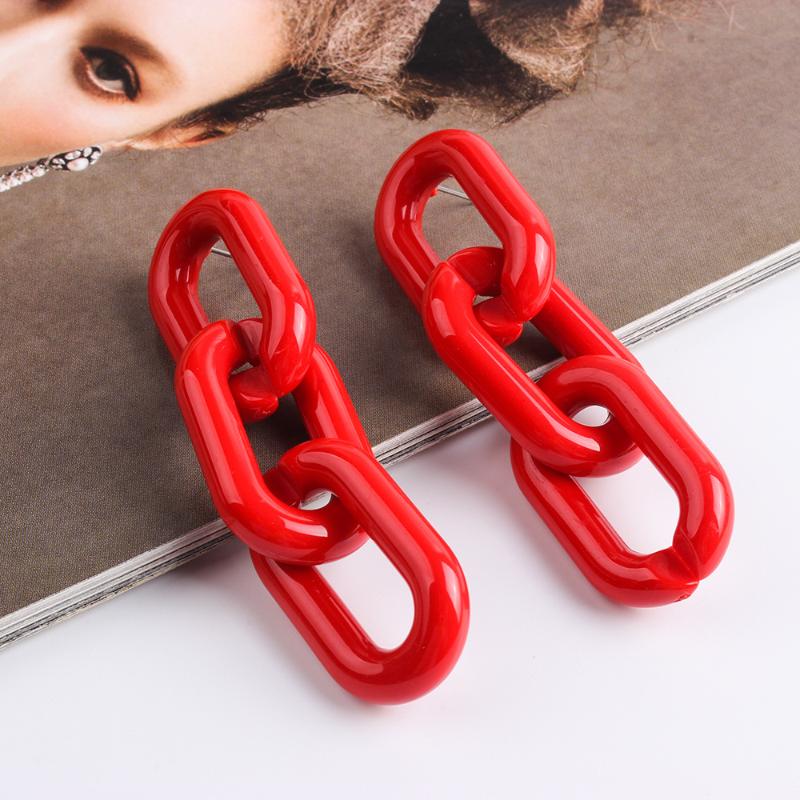 

New Fashion Leopard Acrylic Long Drop Dangle Earrings for Women Vintage Resin Geometric Chain Statement Earrings Party Jewelry