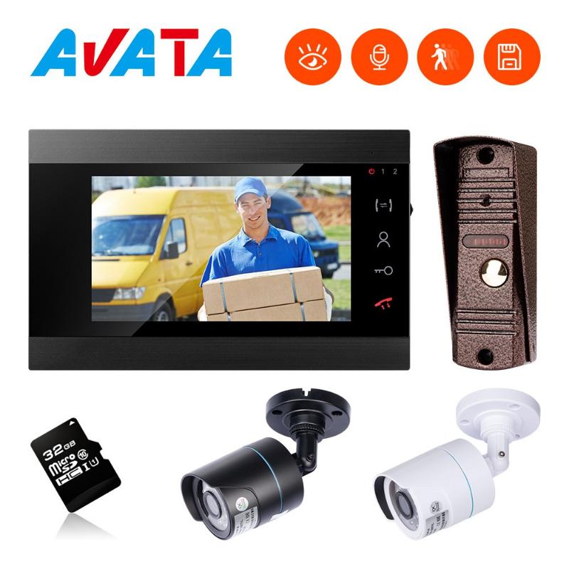 

Video Intercom Wired Doorbell Camera 1000TVL IR-Cut Motion Detector Record and Night Vision, External Camera Kit