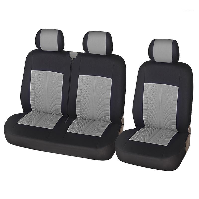 

1+2 Car Seat Cover Polyester Fiber Tire Creasing Style Suitable For Auto Van Trunk Red Blue Gray Color1