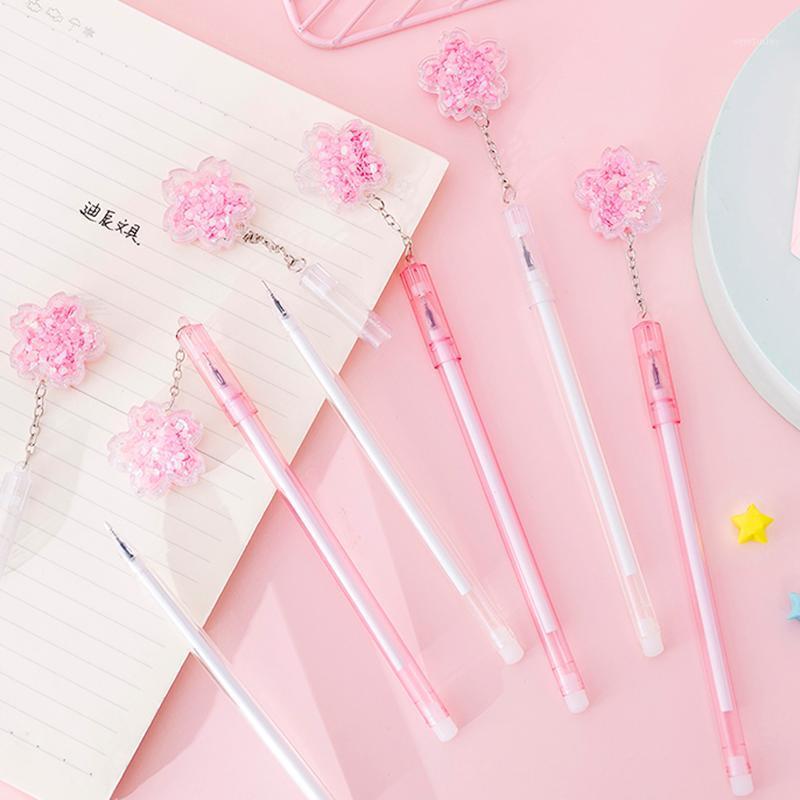 

cartoon lovely pink sakura pendant gel pen writing pens stationery canetas material escolar school supplies papelaria1