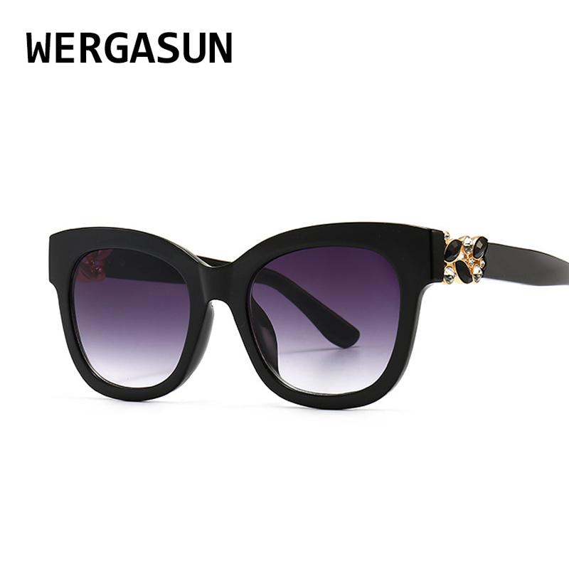 

Sunglasses WERGASUN Cat Eye Women Square Frame Sun Glasses Ladies Black Men Fashion Eyewear Oculos UV400