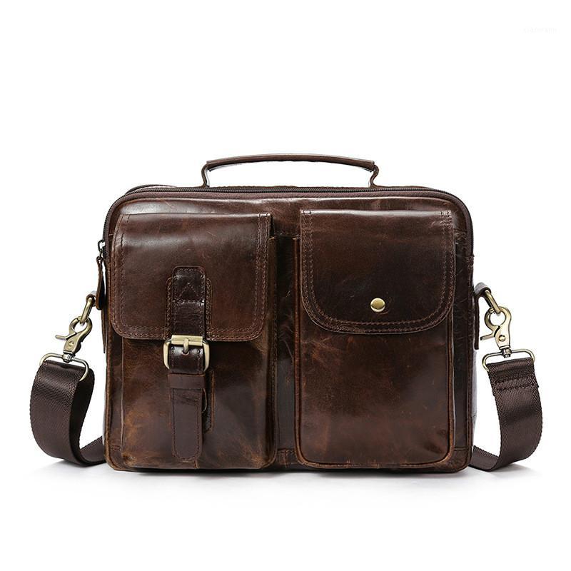 

Men Handbags Briefcase Genuine Leather Business Men Crossbody Shoulder Bag Laptop Bag High Quality Male Messenger1, Deep coffee