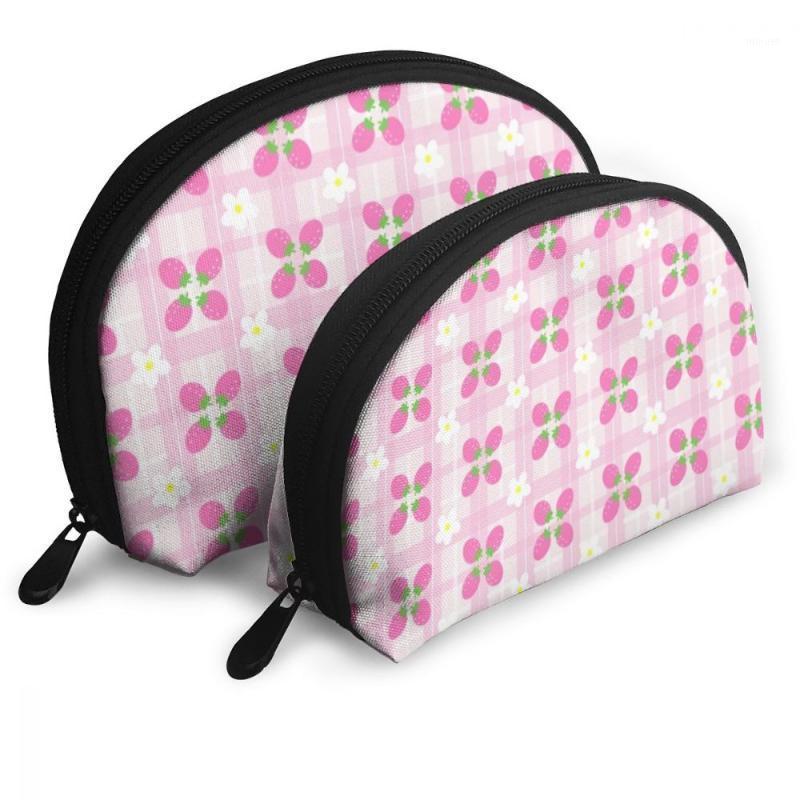 

Cosmetic Bags Pink Flower Pattern Portable Bags Clutch Pouch Shell Mother And Daughter Storage Bag Z0081, Color as picture