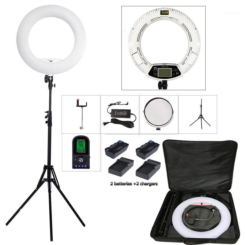 

Yidoblo FE-480II Two color Adjust Ring Light 480 LED Lamp Video Makeup selfie Photography Lighting + stand + bag battery Kit1