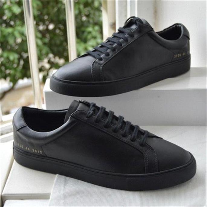 

Common Projects by women Black white low top Shoes Men Women Genuine Leather Casual Shoes flats Chaussure Femme Homme, As shown