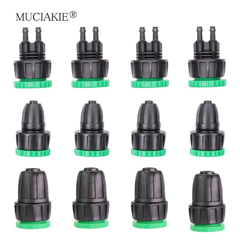 

MUCIAKIE 3PCS Garden Tap 1/2" 3/4" Female Thread To 4/7mm 8/11mm 16mm Hose Adapter Garden Water Connester Micro Tubing Connecter