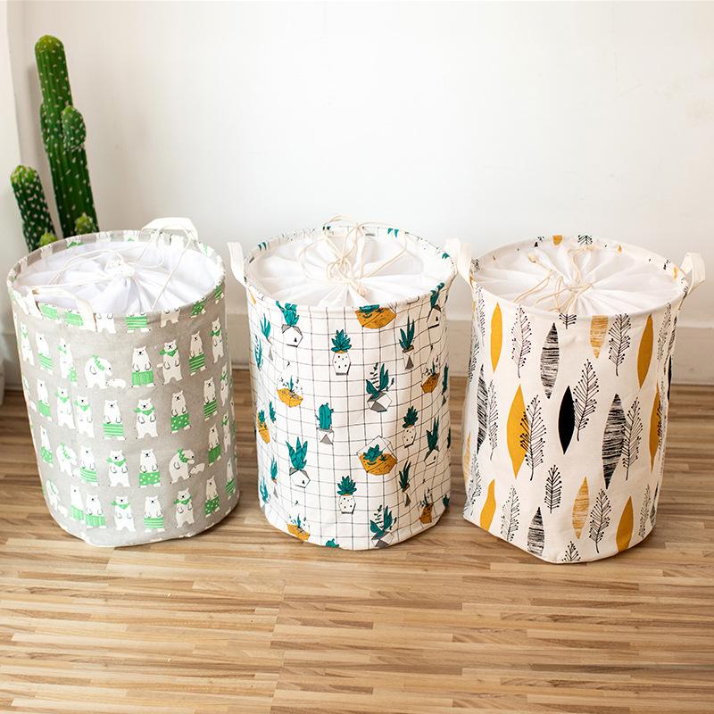 

Large Bucket Drawstring Beam Port Dirty Clothes Laundry Basket Foldable Toys Storage Organizer Waterproof Household Sundries Bag