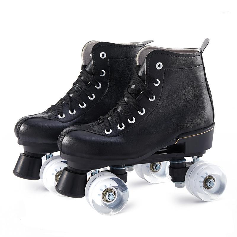 

Flashing Roller Skate Shoes Sliding Slalom Inline Roller Skating Adult Artificial Leather Outdoor Sports Entertainment 4 Wheels1, Flash roller black