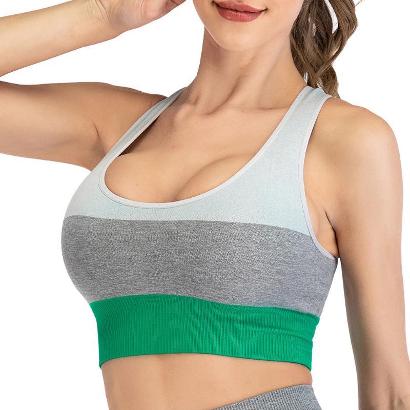 

Women Sport Bra Stripe Splice Top Padded Yoga Brassiere Fitness Sports Tank Top Running Fitness Yoga Bra, Pp