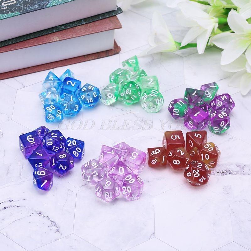 

7pcs Transparent Sided Dice D4 D6 D8 D10 D12 D20 For Dungeons & Dragon For D&D RPG Poly Table Board Game Set Drop Shipping1
