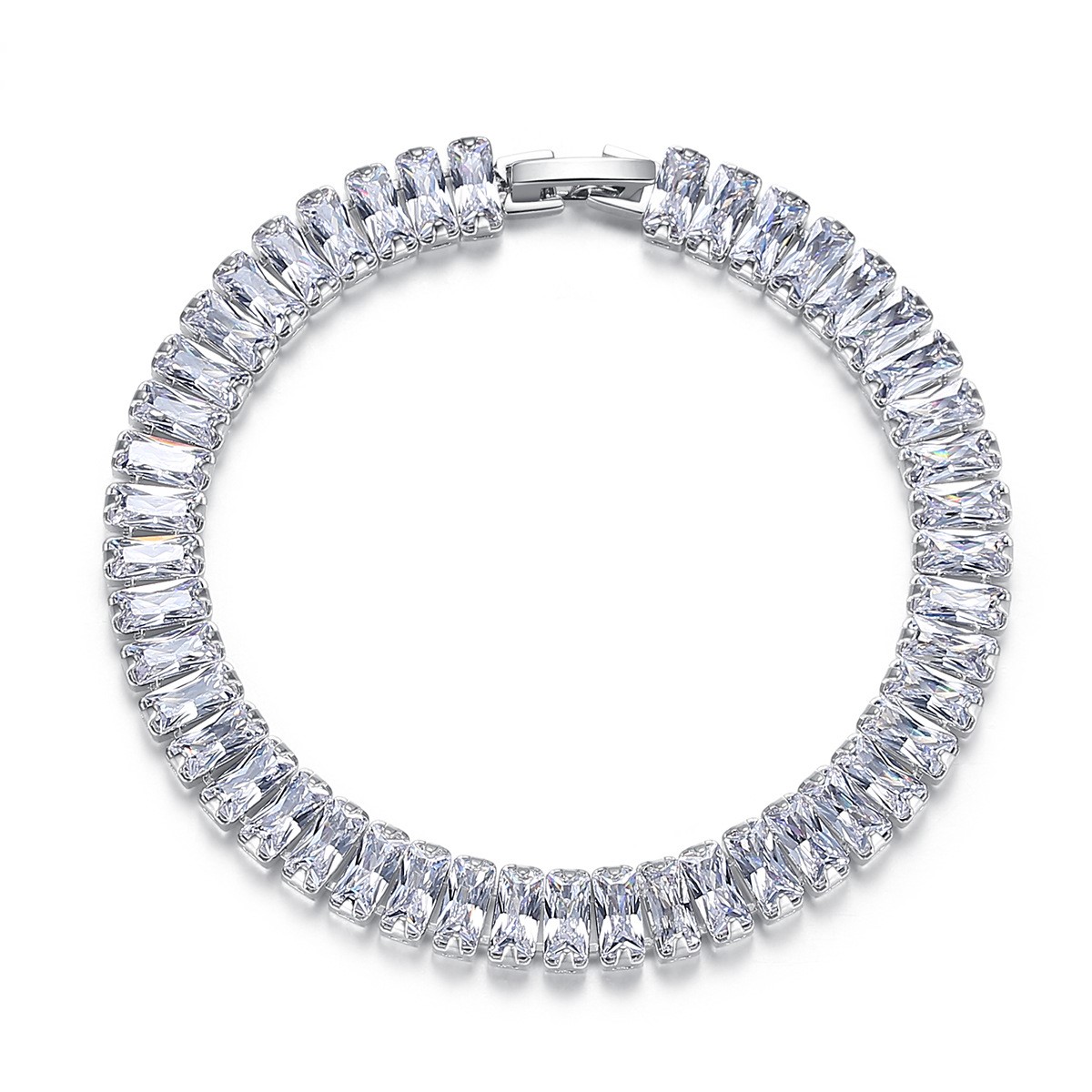 Luxury Austria Shining Bracelets Genuine 925 Sterling Silver Plated Charms Bracelet Zircon Diamond Roman Tennis Link Bracelet Jewelry
