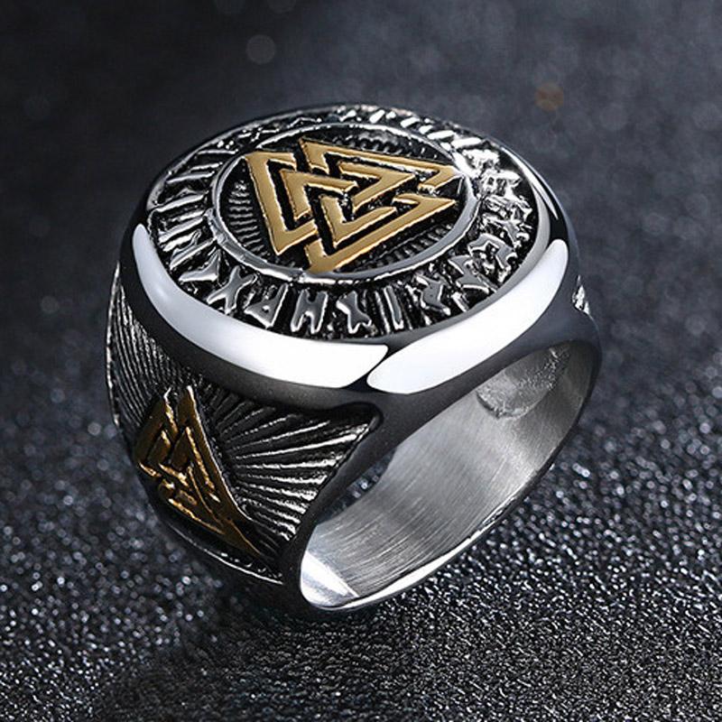 

ZORCVENS 2020 New Fashion Punk Vintage Gold Silver Color Stainless Steel Viking Ring for Men