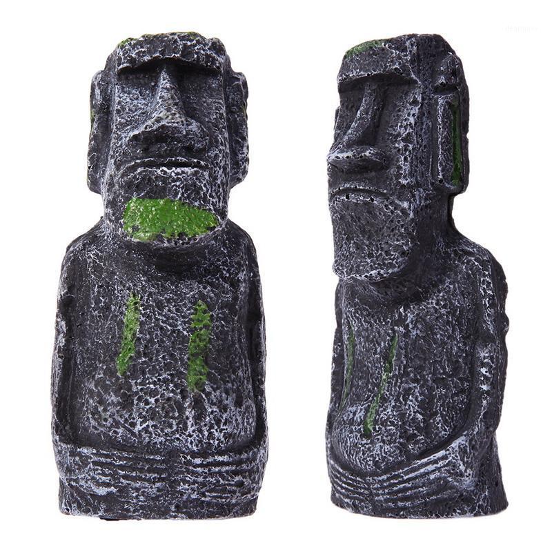 

Resin Artificial Aquarium Easter Island Statue Decoration Underwater Landscaping Craft Ornaments For Fish Tank Decor1