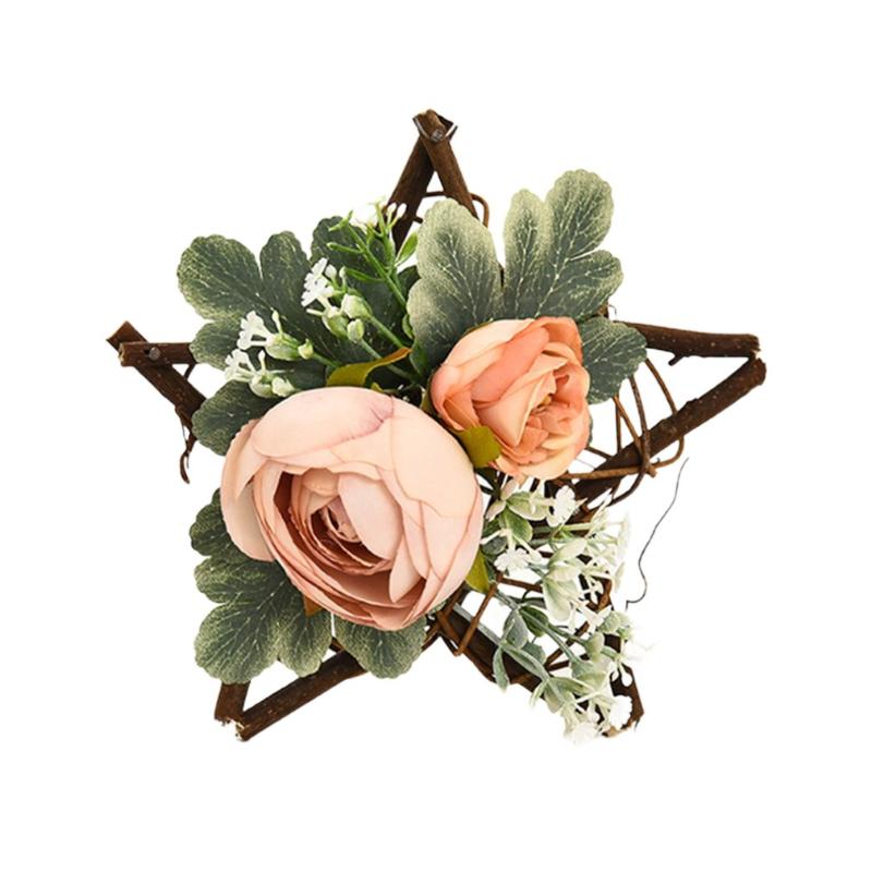 

Christmas decoration Artificial Flower Five-pointed Star Garland Rattan Circle Christmas Tree Pendant Rattan Window Ornament