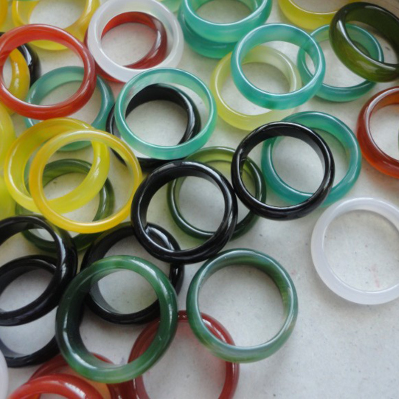 

Natural Agate Band Ring Fashion Various Colors Retro Personality Ornaments Men And Women Bracelet Rings Wedding 1 2yr K2B