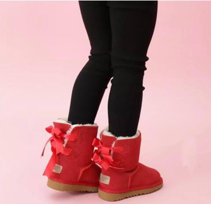 

2021 kids Bailey 2 Bows Boots Genuine Leather toddlers Snow Boots Solid Botas De nieve Winter Girls Footwear Toddler Girls Boots, Purple