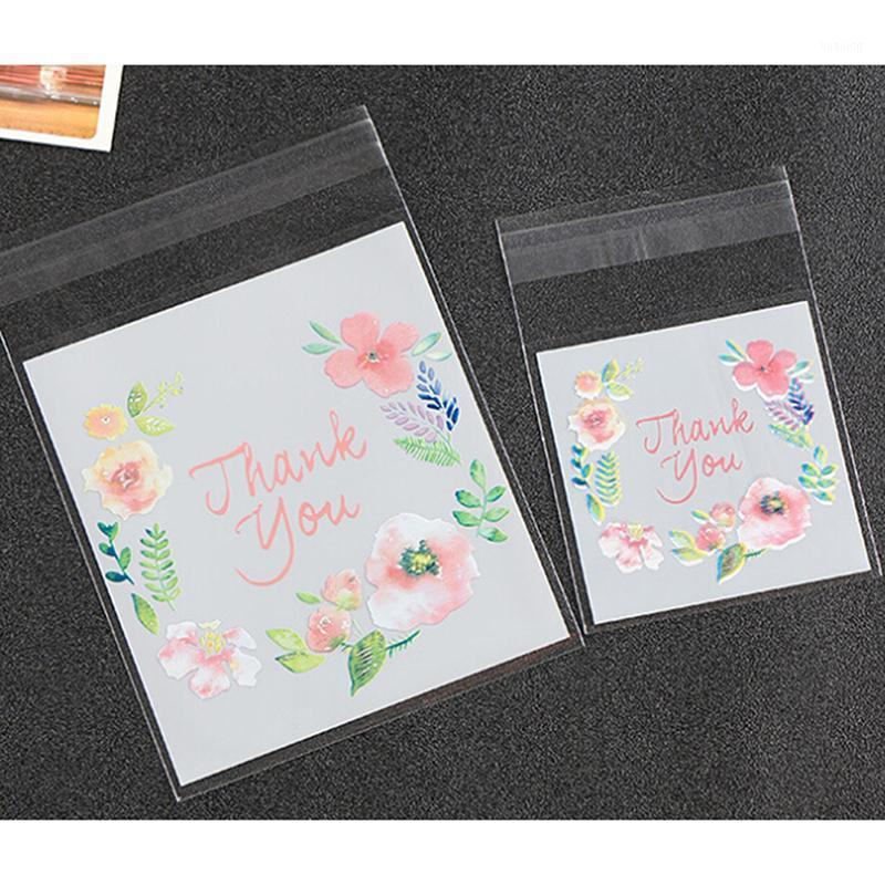 

100Pcs/lot 7x7cm 10x10cm Cute Flower Rose Print Self-adhesive Gifts Bags Wedding Party Cookie Packaging For Biscuits Candy Cake1